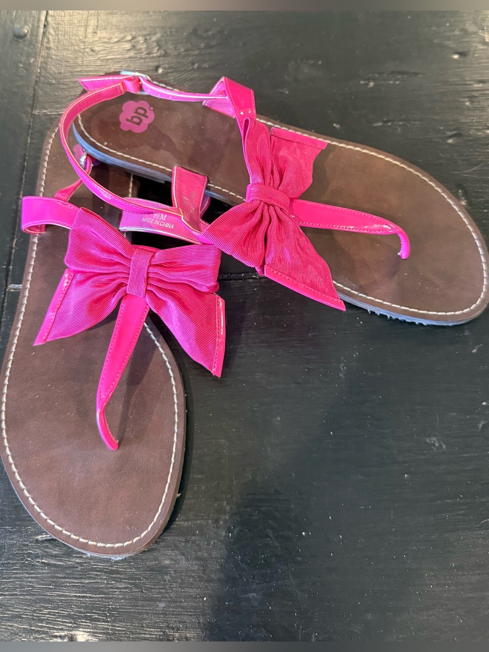bp Hot Pink Bow Thong Sandals